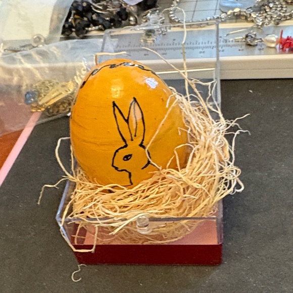 Pysanka Other - Handcrafted Orange Wood Rabbit Easter Egg Called Pysanda
